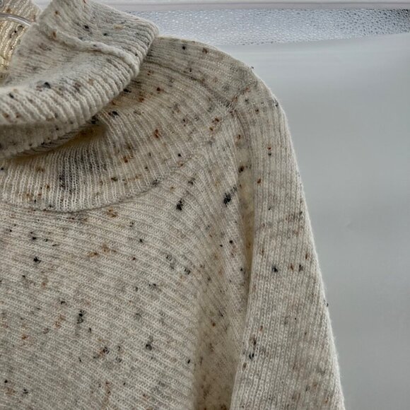 Moon & Madison Oversized Cowl Neck Pullover Sweater Cream/Multi Speckled Size XS - Picture 3 of 9